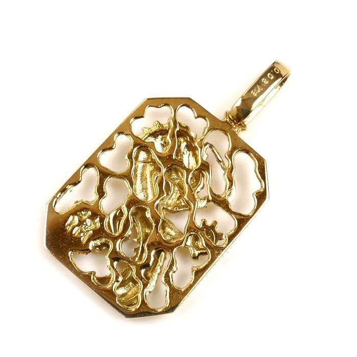 K 18 YG イエローゴールド 龍 ペンダントトップ ダイヤモンド0.08 ct 4.9 g メンズ