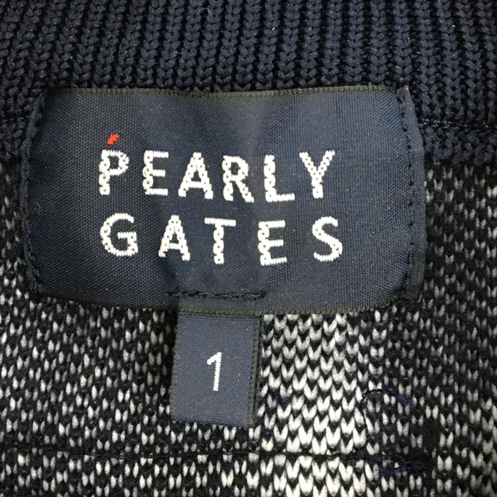 超美品】パーリーゲイツ ハイネックセーター ネイビー×白 ロゴ総柄