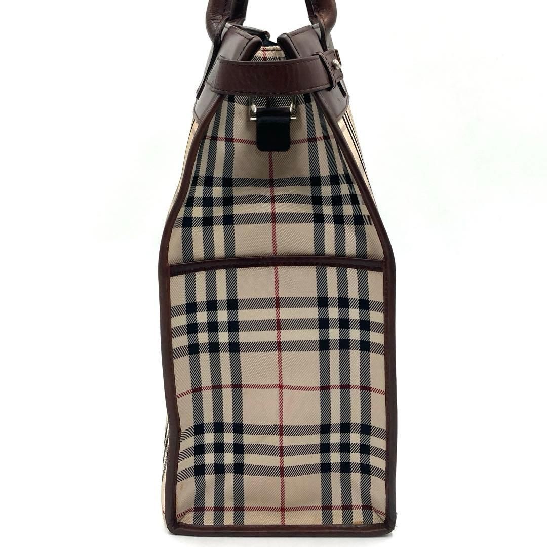 良品✨Burberry トートバッグ レザー 2way A4可 ノバチェック BURBERRY バーバリー トートバッグ ノバチェック キャンバス レザー