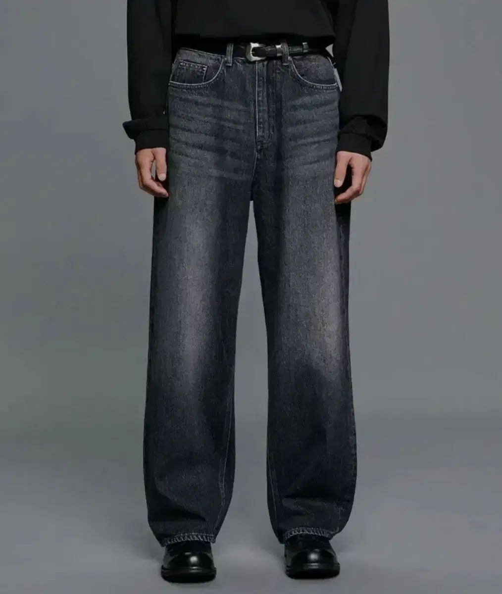 30 BRANDED コン ブラック EXTRA ワイド デニム ウォッシュ パンツ 51054