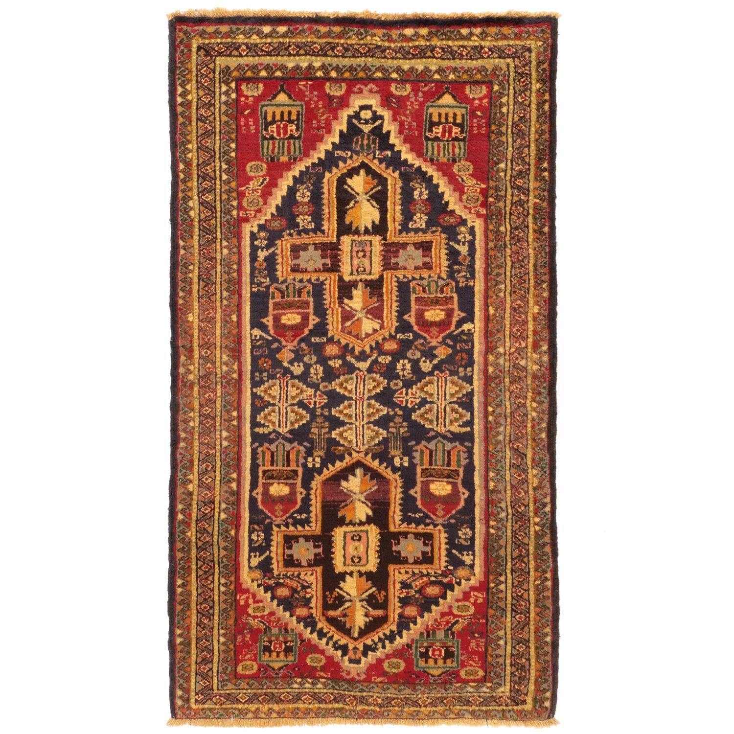 サルビシェ 1970年代 1800 1000 mm セミアンティーク ステップド クロスメダリオン ウール 手織り アンティークペルシャ絨毯 ヴィンテー carpet