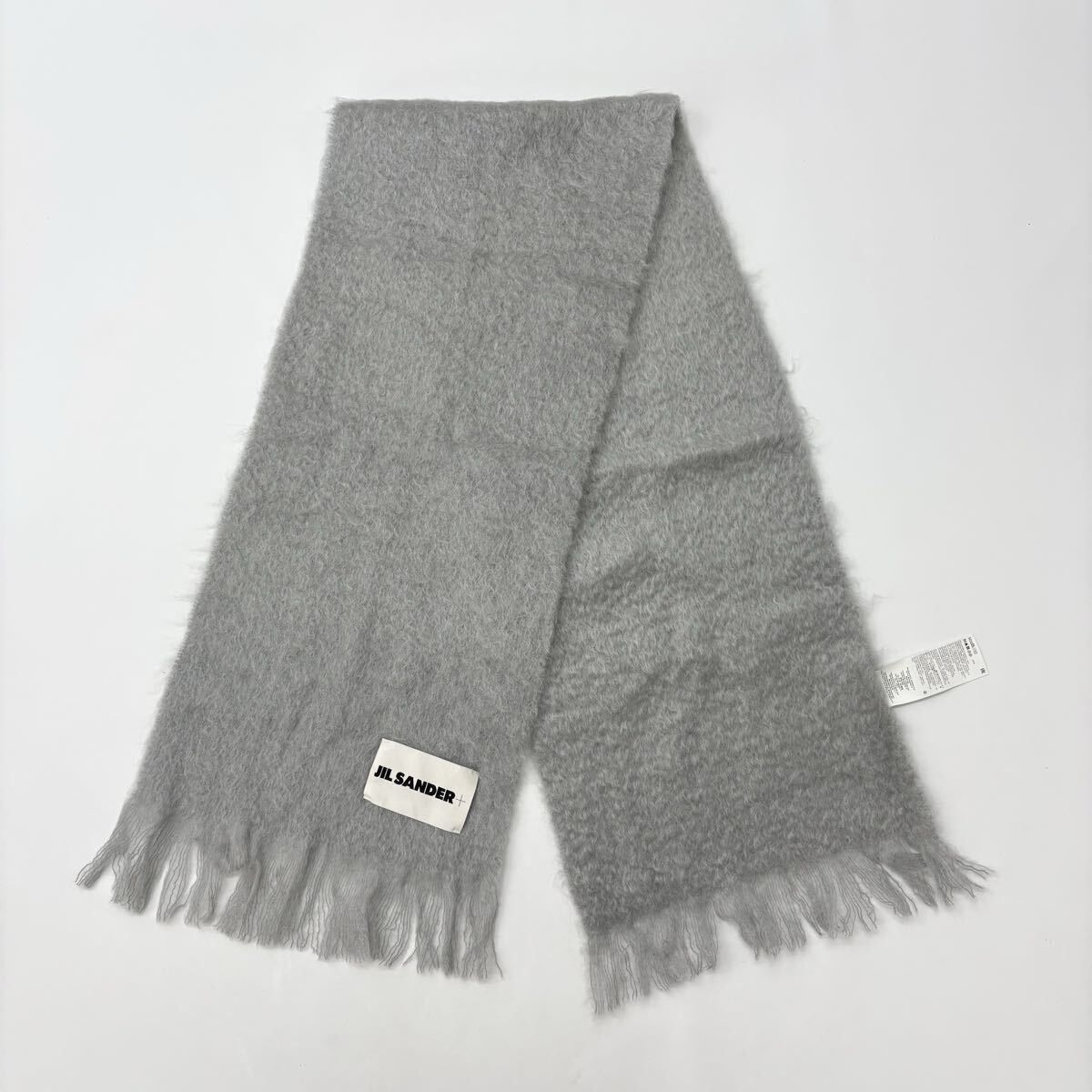 【限定品】 JIL SANDER ジルサンダー ウール モヘア マフラー JSPR902015 WR199600 ライトグレー 系 サイズ 194cm x 41cm 位 711-0170 安心してください