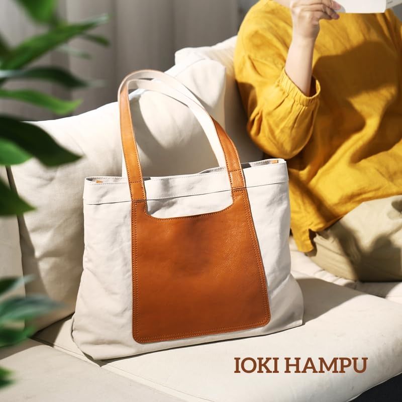 帆布×本革 トートバッグ ビジネスバッグ マチ幅が広い 大容量 ノートパソコン A4