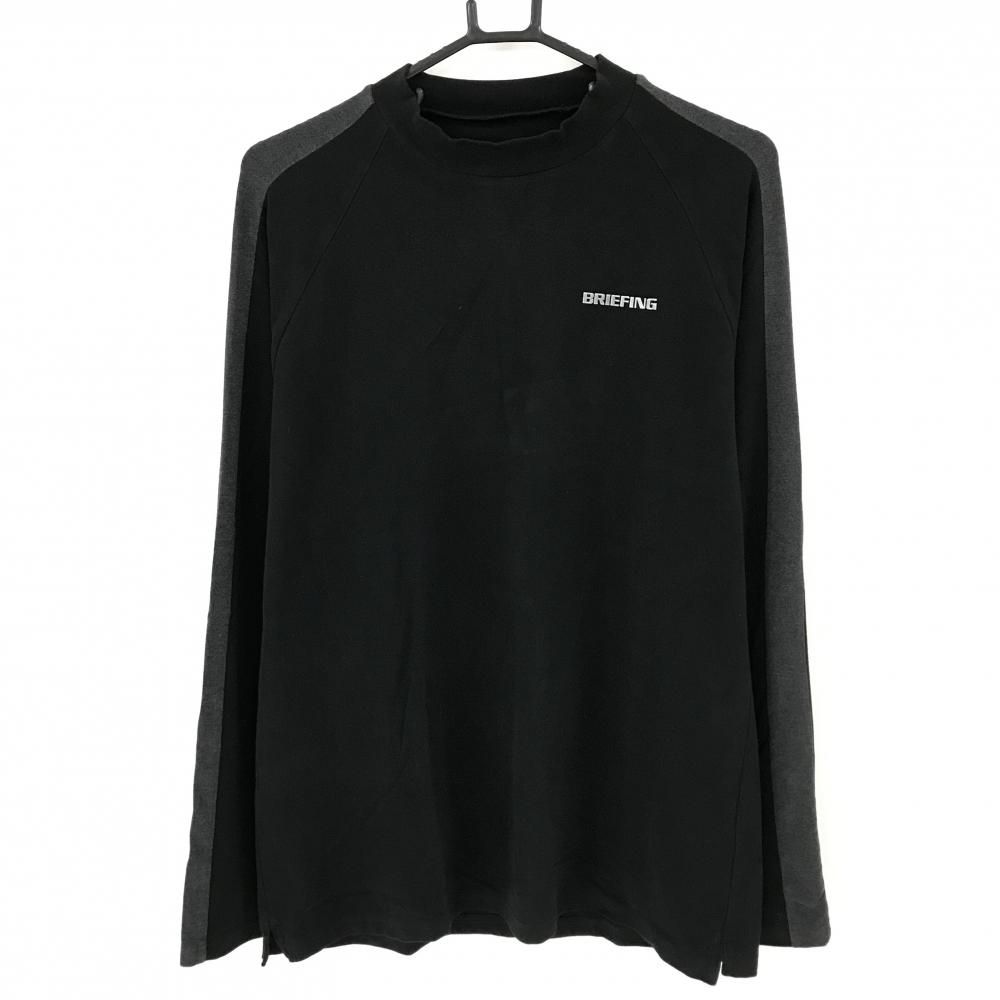 超 ブリーフィング 長袖ハイネックシャツ 黒×グレー 袖ライン 微起毛 メンズ L ゴルフウェア モデル BRIEFING