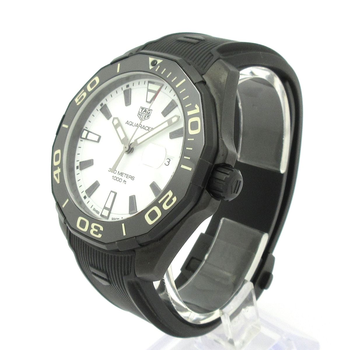 TAG Heuer タグホイヤー 腕時計 アクアレーサー WAY108A メンズ ラバーベルト チタン 白