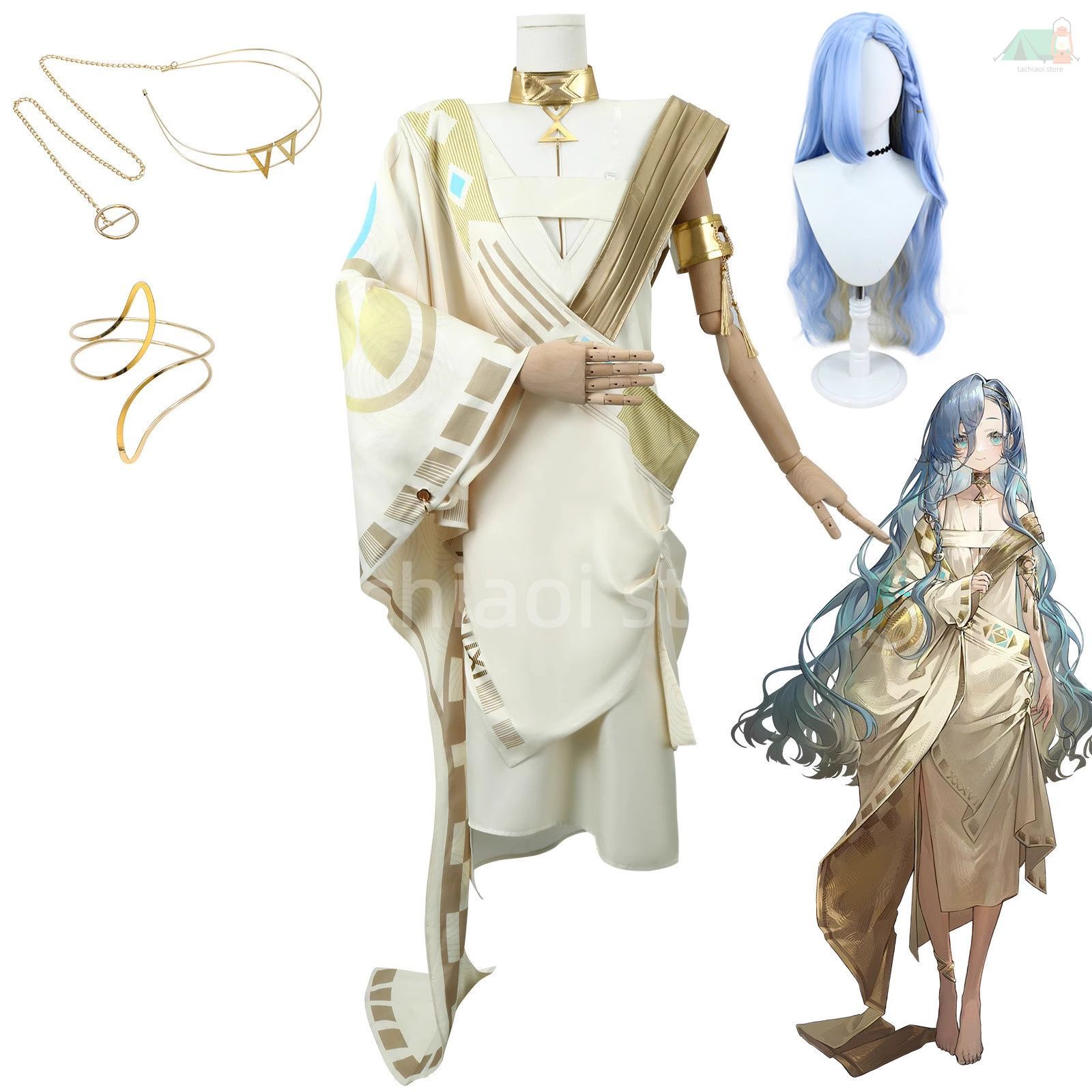 リバース 1999 37 洞窟の囚人 コスプレ 衣装 セット 数字 神秘学者 青い髪