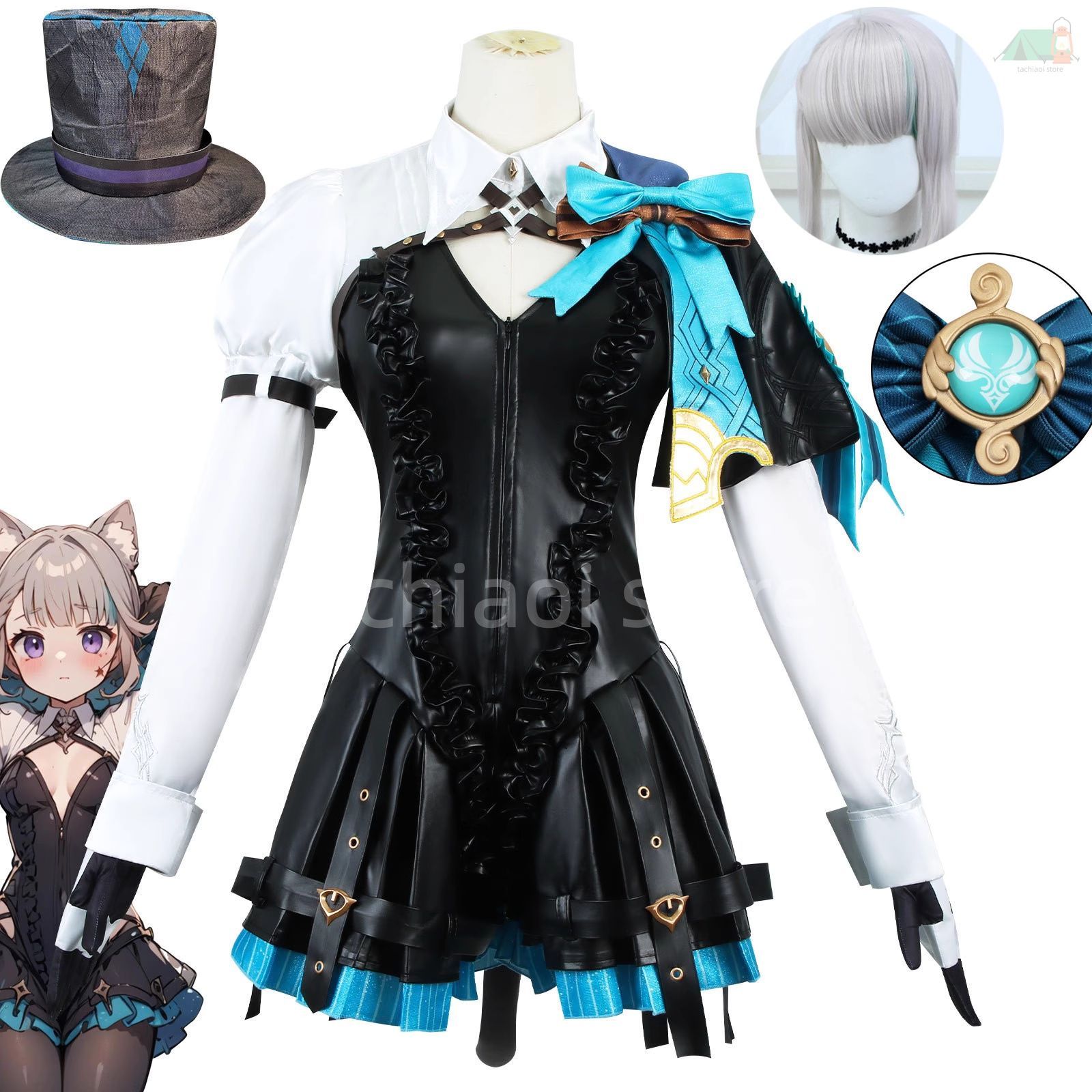 原神 リネット コスプレ 衣装 セット フォンテーヌ 魔術師 双子 猫耳 林尼