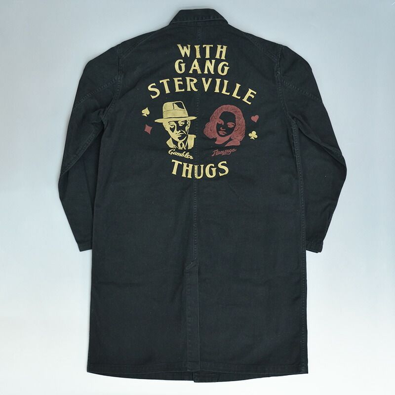 グラッドハンド ギャングスタービル ロングカバーオール プリントデザイン GSV-19-SS-01 L ブラック fz0962