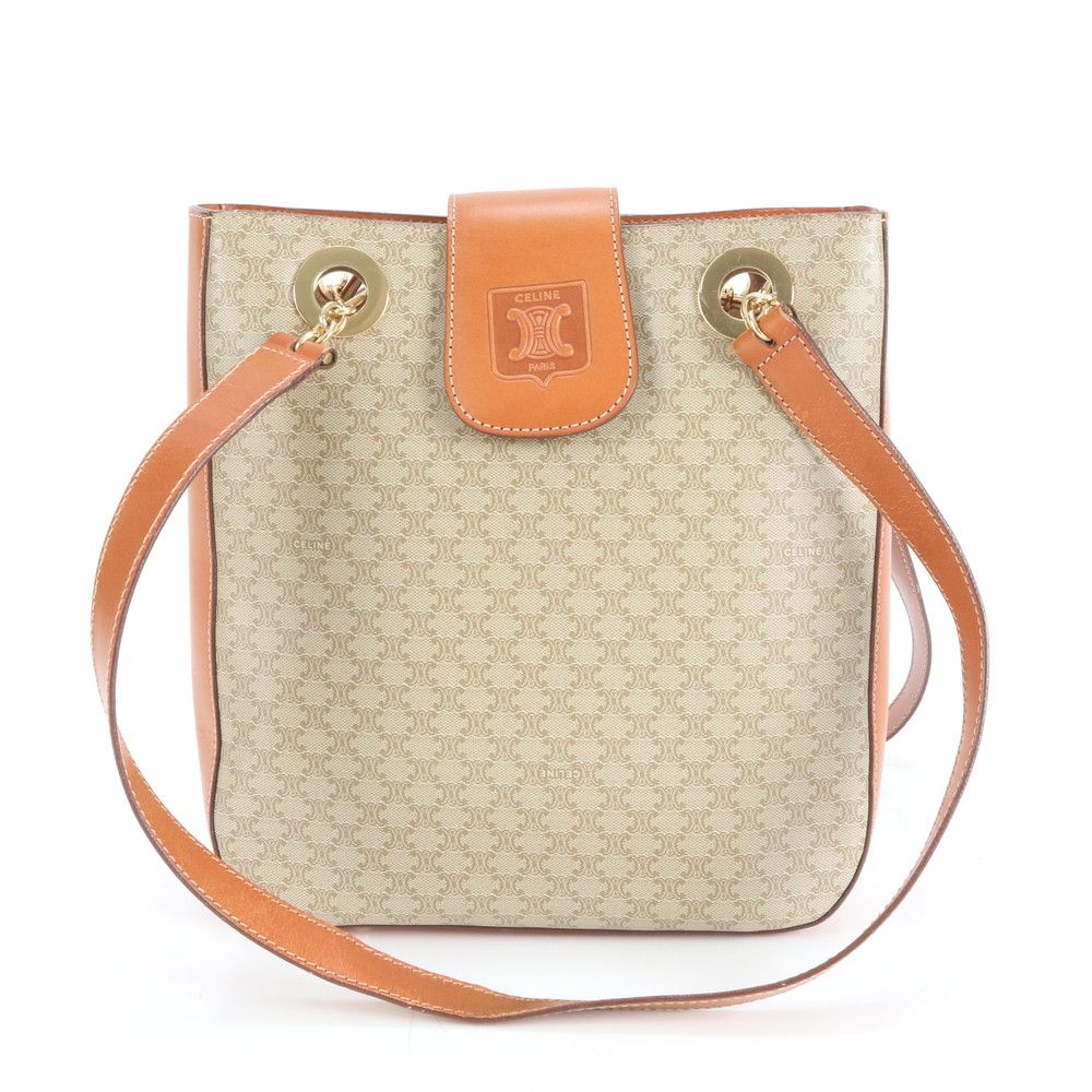 美品　セリーヌ　トートバッグ　マカダム　パリマカダム　トリオンフ　A4可　肩掛け 美品 ヴィンテージ セリーヌ マカダム トリオンフ レザー トート