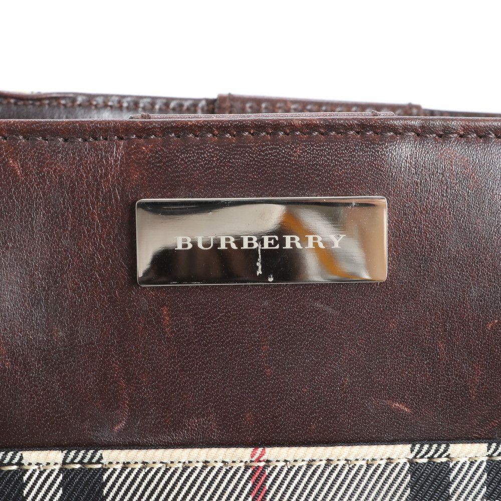 極美品 バーバリー ノバ チェック レザー トート バッグ ショルダー