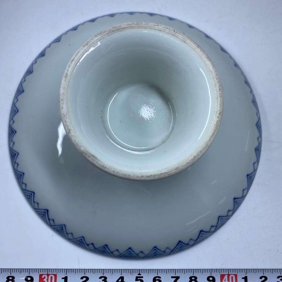 中国美術 青花人物画 台皿 直径15.2㎝ タトサ 東な7-0302①