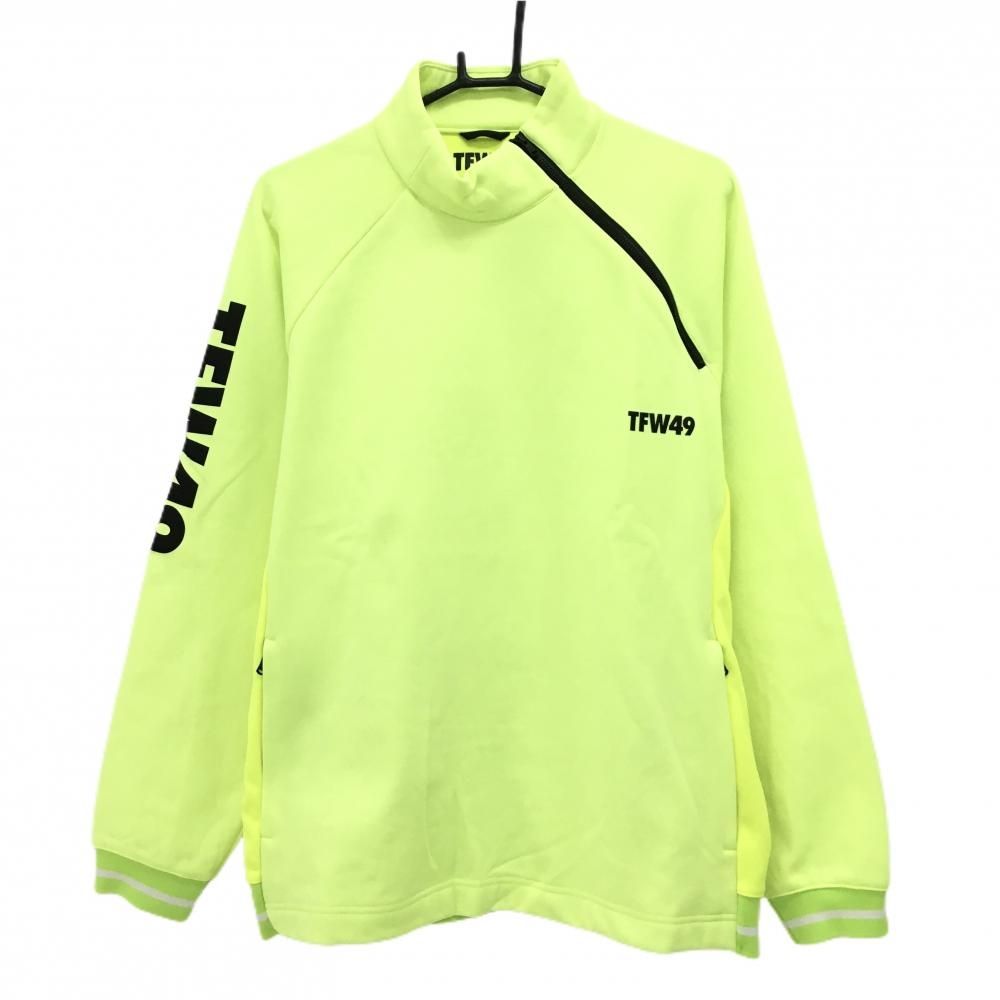 ティーエフダブリュー ハイネックトレーナー 蛍光イエロー 裏起毛 肩ジップ メンズ XL ゴルフウェア モデル TFW49