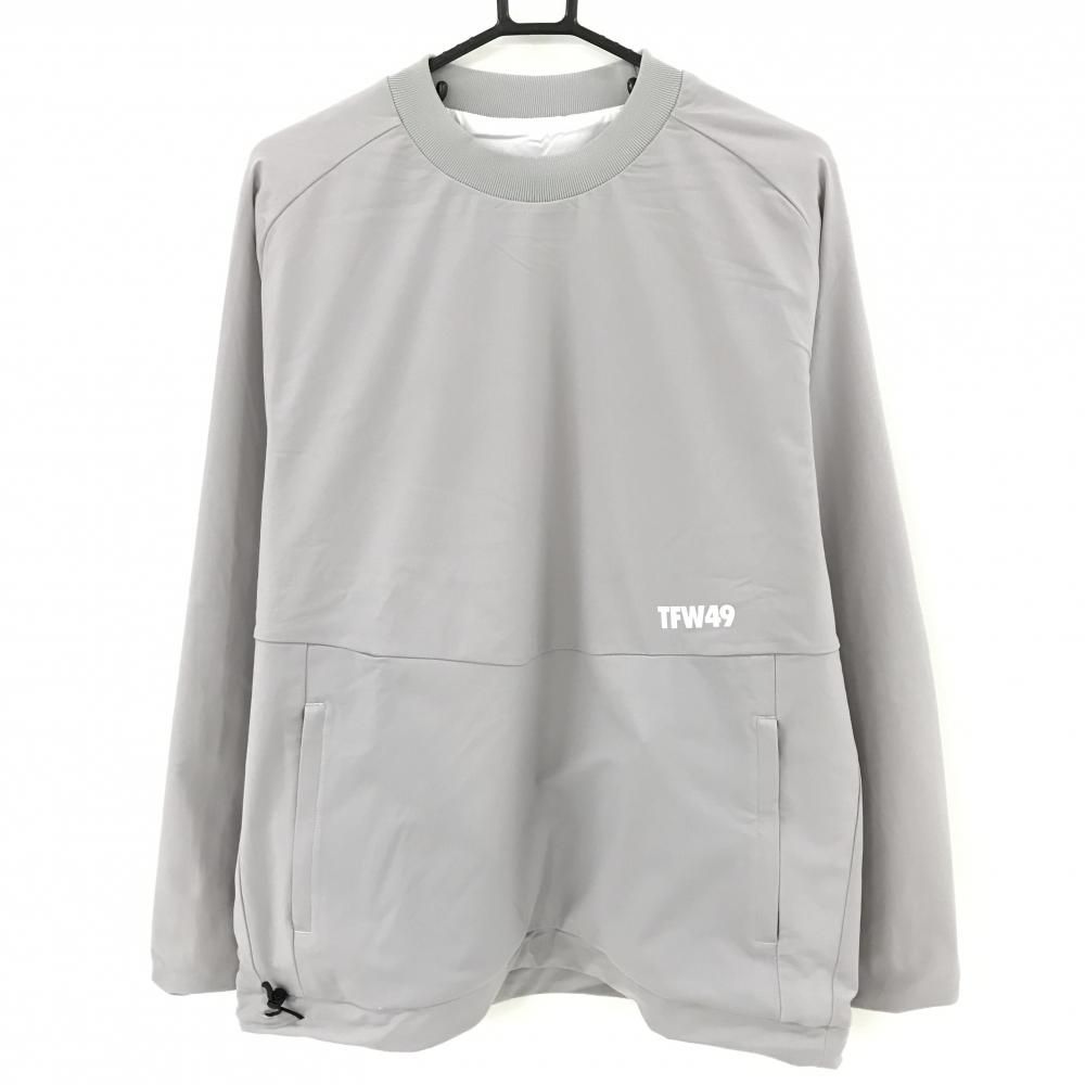 超 ティーエフダブリュー リバーシブルスニード ライトグレー×白 ロゴプリント 裏白 ブルゾン メンズ XL ゴルフウェア TFW49