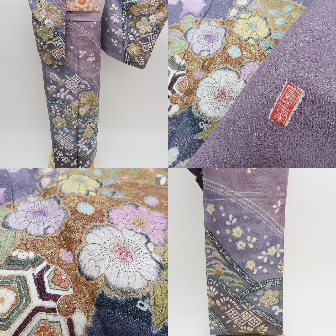  ✾まめ藤✾ｍ2342 正絹 仕付け糸付き 翠山工房 徳永憲峯 銀通し 辻が花 絞り手縫い仕立て 訪問着 訪問着 付け下げ 着物