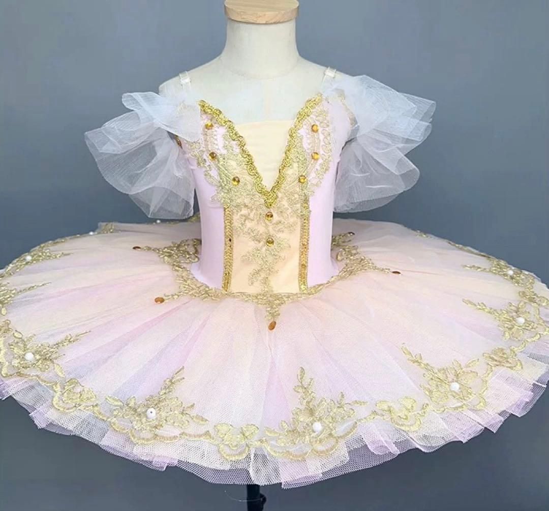 ゴールドレースが華やぐ✨子供用バレエ ステージ衣装 可愛いチュチュ❤️ ゴールドレースが華やぐ 子供用バレエ ステージ衣装 可愛いチュチュ