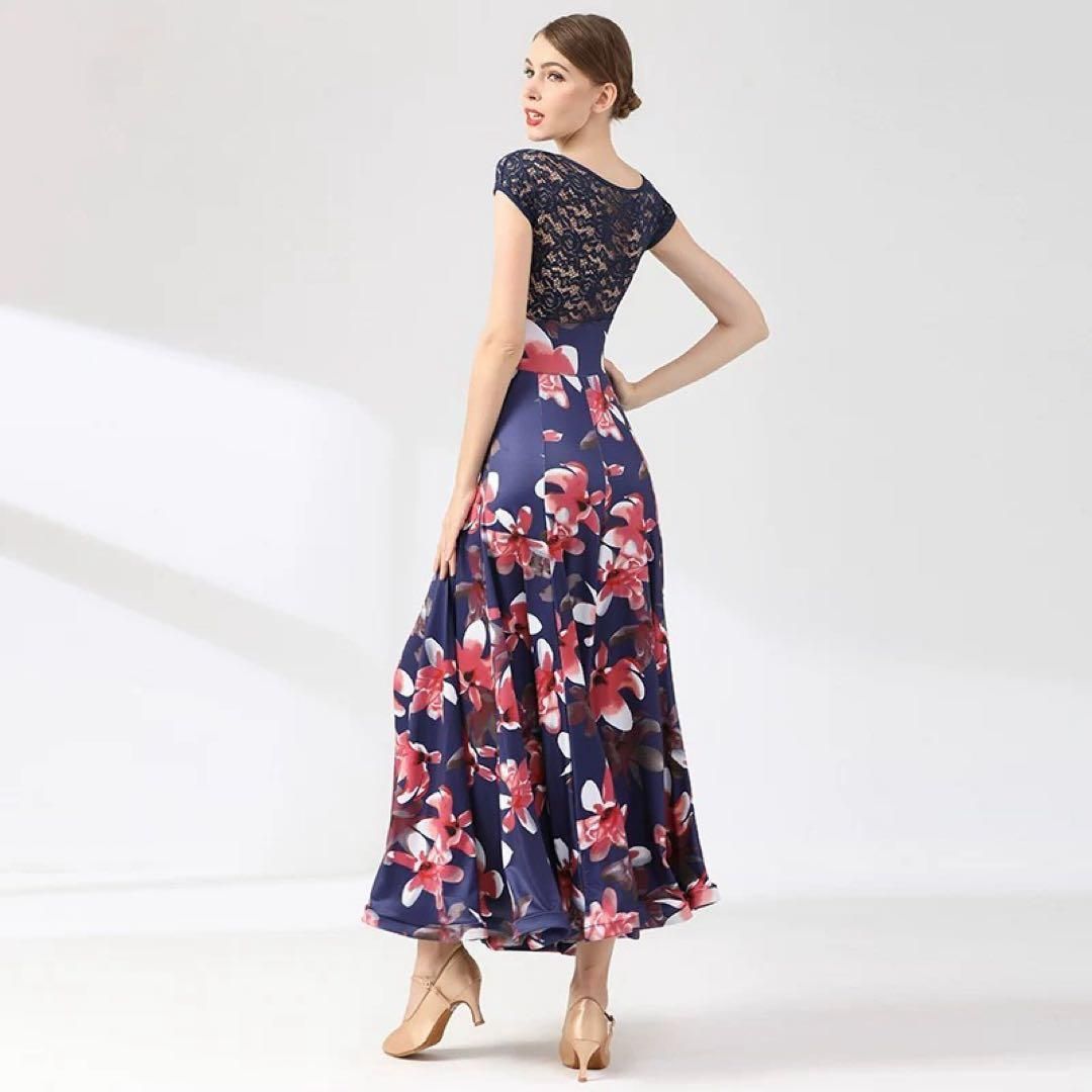 スタンダード向け練習着 花柄ワンピースダンスパーティーにもオススメ