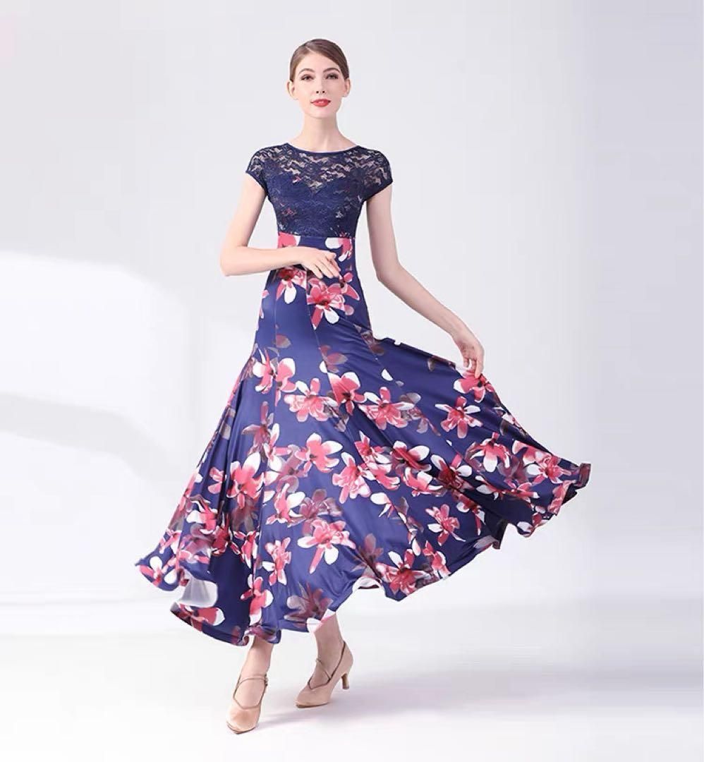 スタンダード向け練習着 花柄ワンピースダンスパーティーにもオススメ