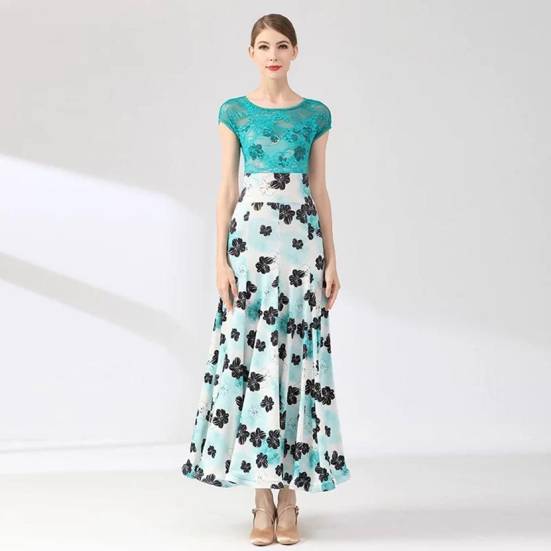 スタンダード向け練習着 花柄ワンピースダンスパーティーにもオススメ