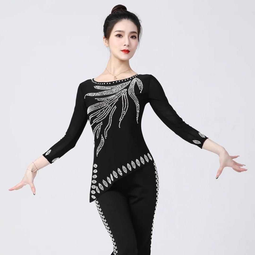 ストーン付トップス ダンスの練習にもダンスパーティにも使える華やか