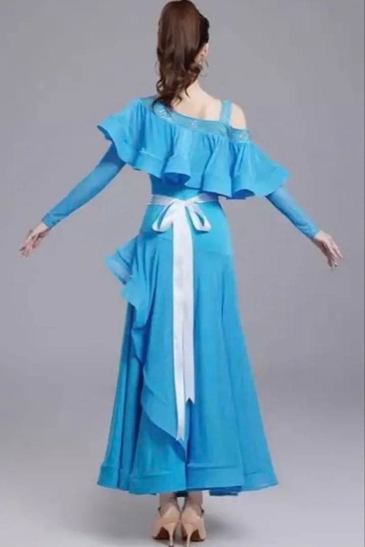 新品未使用 ストーン付きスタンダード向きワンピース ダンスパーティー