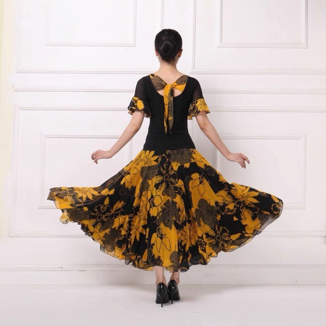 花柄練習着トップス スカート2点セット練習着としてもダンスパーティーにも