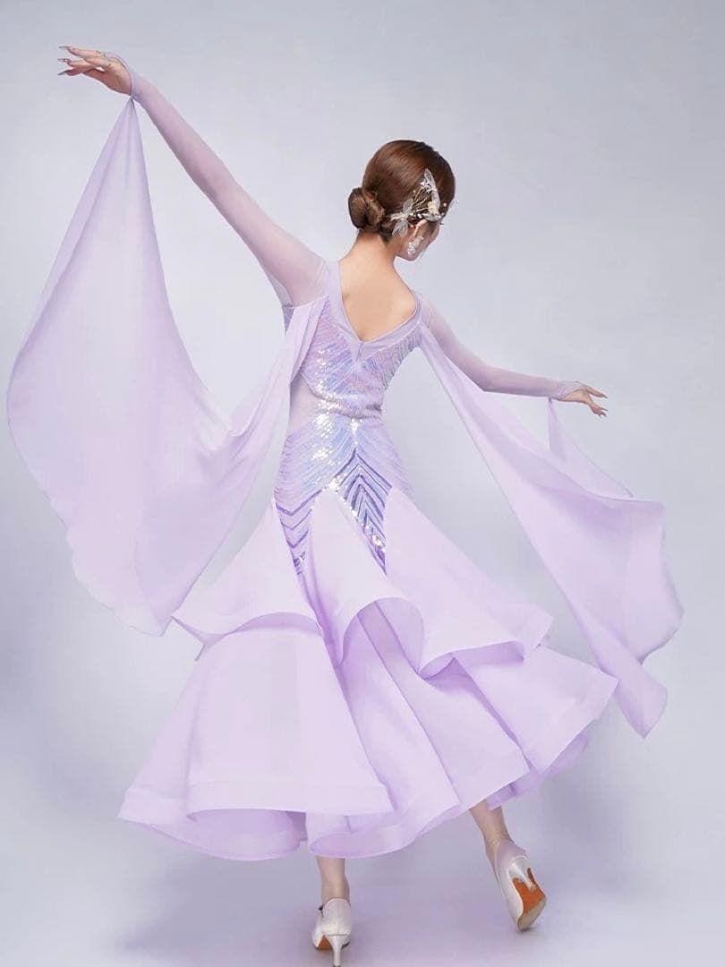 スパンコール付きスタンダードドレス ダンスパーティーに最適な