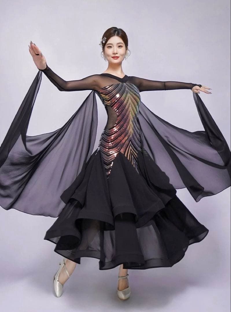 スパンコール付きスタンダードドレス ダンスパーティーに最適な