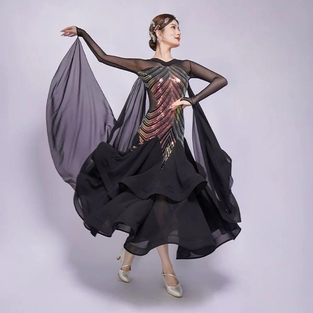 スパンコール付きスタンダードドレス✨ダンスパーティーに最適な華やかさ スパンコール付きスタンダードドレス ダンスパーティーに最適な