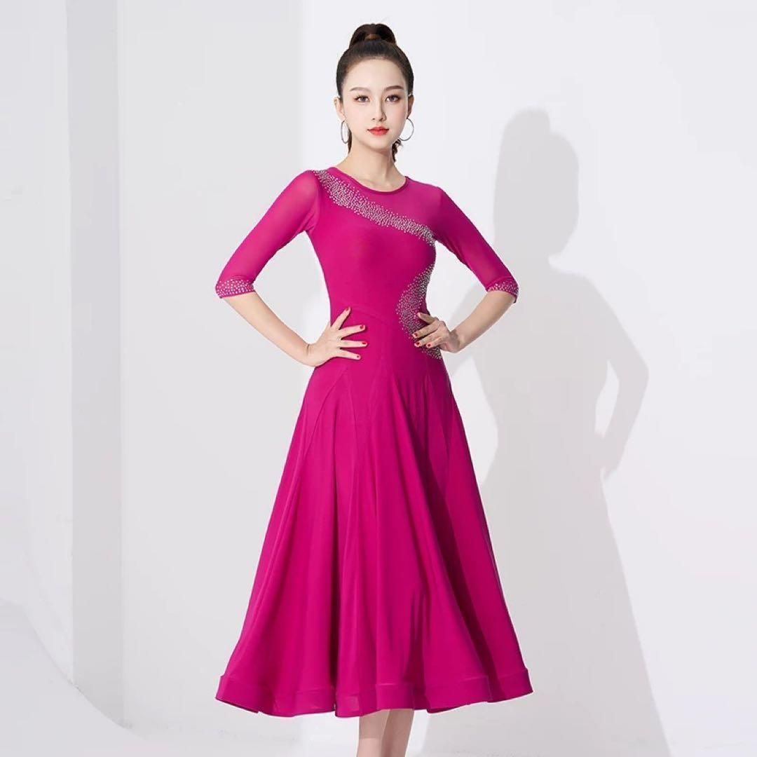 スタンダード＆ラテン練習用ワンピース♡ホースヘアで裾が軽やかに踊り