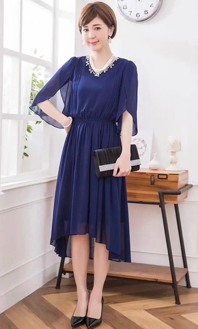 お呼ばれワンピース二の腕カバーで細見え 同窓会やディナーショーにも