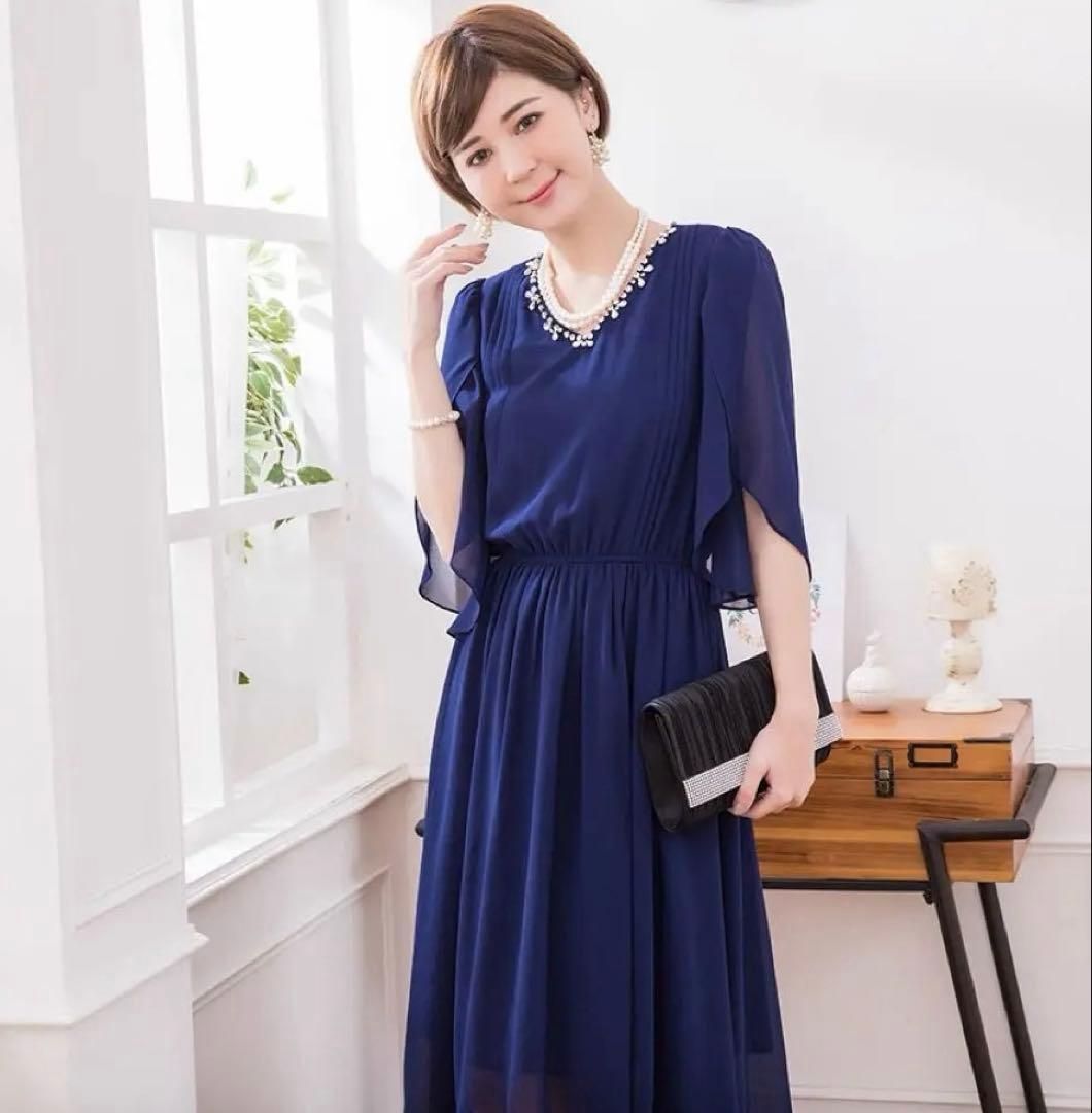 お呼ばれワンピース二の腕カバーで細見え 同窓会やディナーショーにも