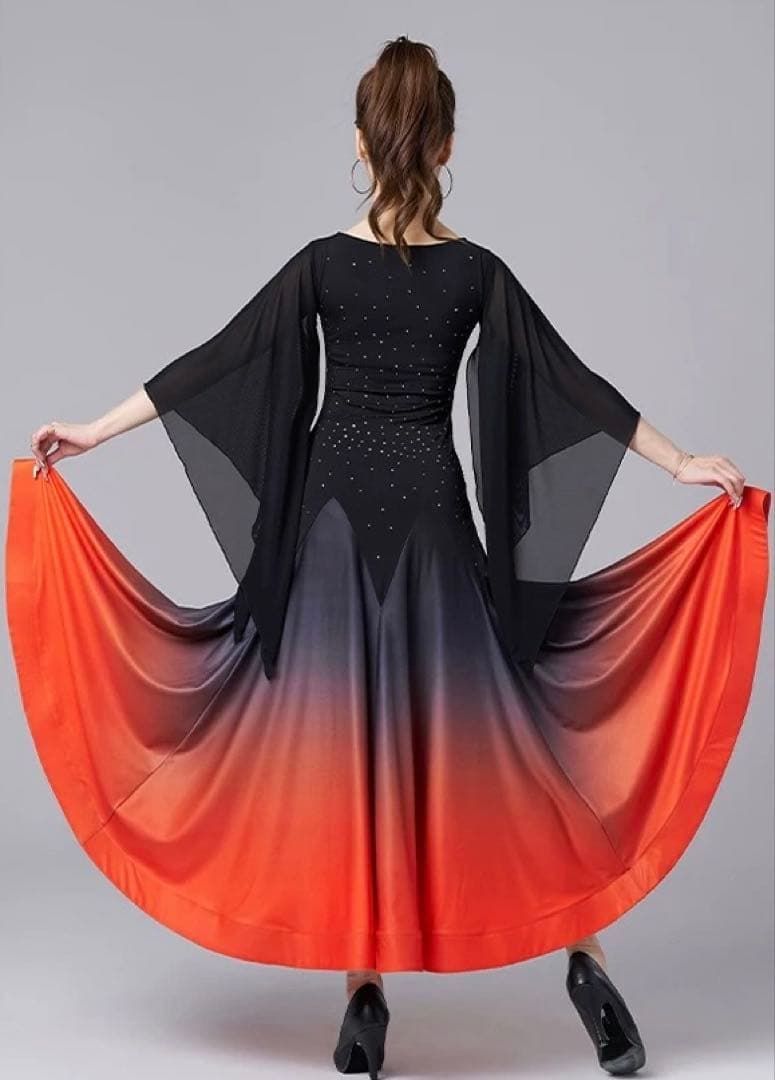 ストーン付きスタンダード向きワンピース✨ダンスパーティーや練習着に