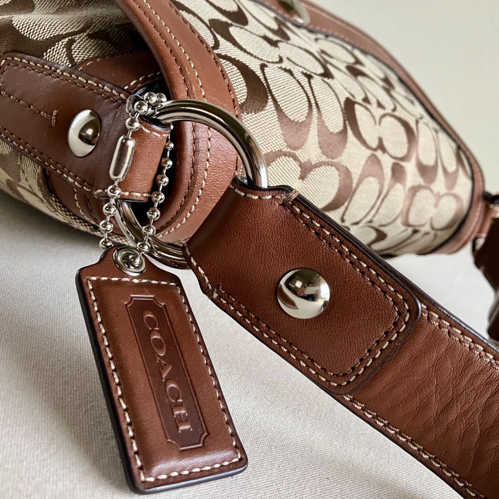 Coach y2k Signature Flap Hobo Shoulder Bag Brown Beige - メルカリ