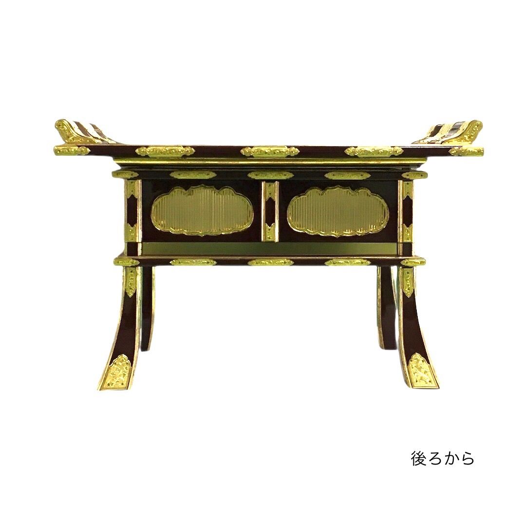 経机 16号 朱塗り 四方金 金具打 引出し付き 仏具