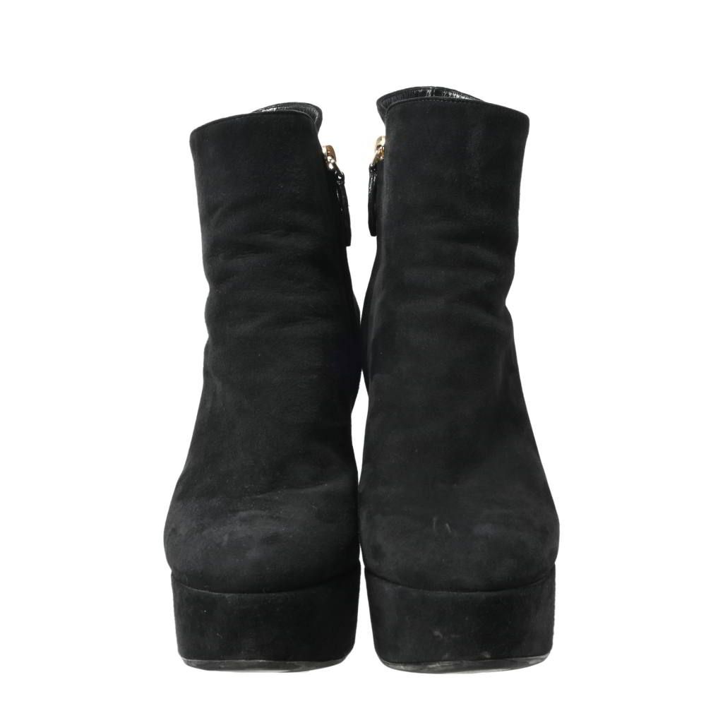 LOUIS VUITTON LVメタル スエード サイドジップ ブーティ