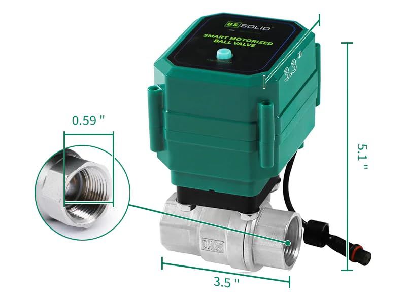 U.S. Solid 電動ボールバルブ スマート制御 電気ボール弁 WiFi接続 リモートアプリ制御 5V DC USB接続 手動機能付 フルボア ステンレス鋼 飲料水に適用 Gタイプの内ネジ 1 2 DN15