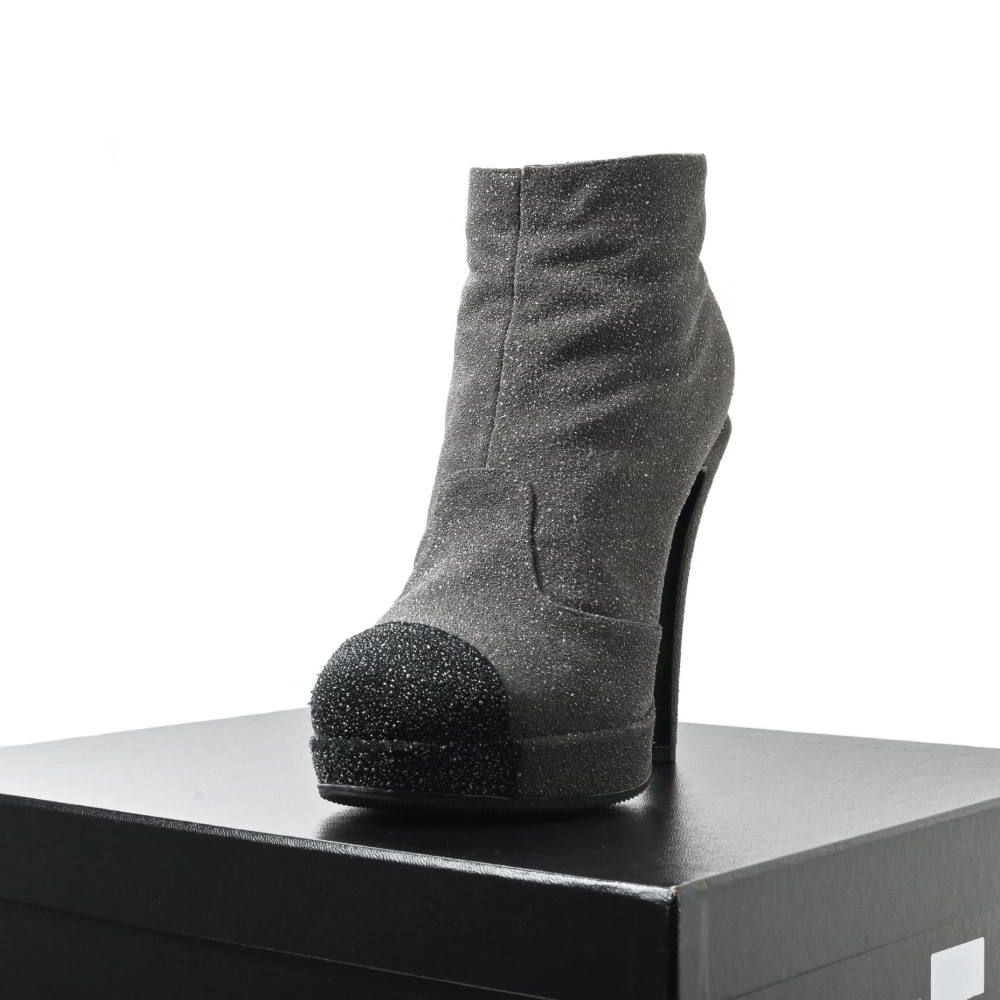 CHANEL ラメ バイ ヒール ショート ブーティ