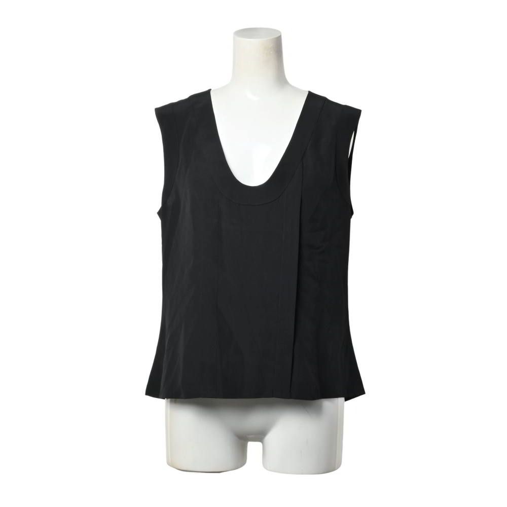 CHANEL 03P P21192V12320 バックロゴボタン シルク タック ノースリーブ ブラウス