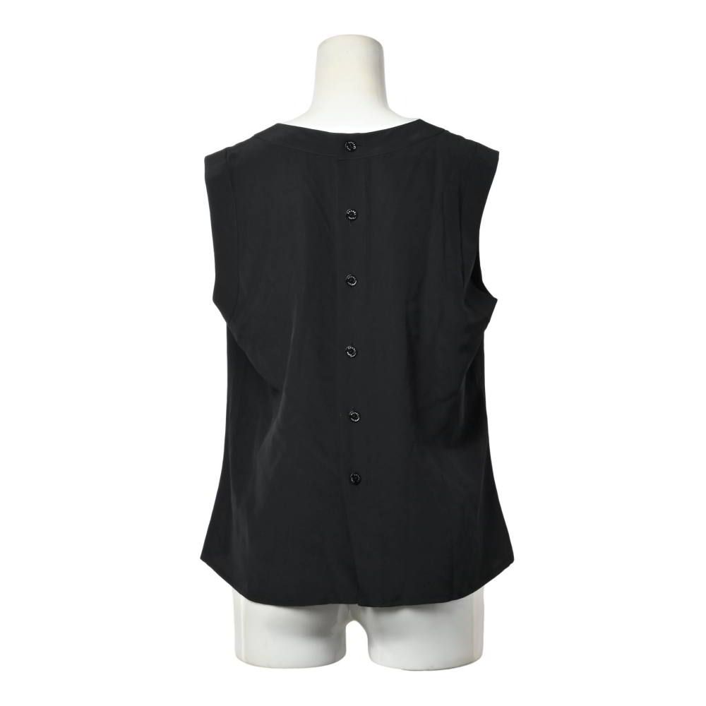 CHANEL 03P P21192V12320 バックロゴボタン シルク タック ノースリーブ ブラウス