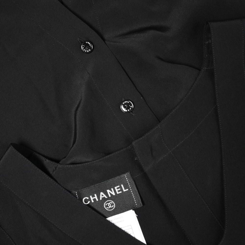  CHANEL 03 P バックロゴボタン シルク タック ノースリーブ ブラウス その他 トップス