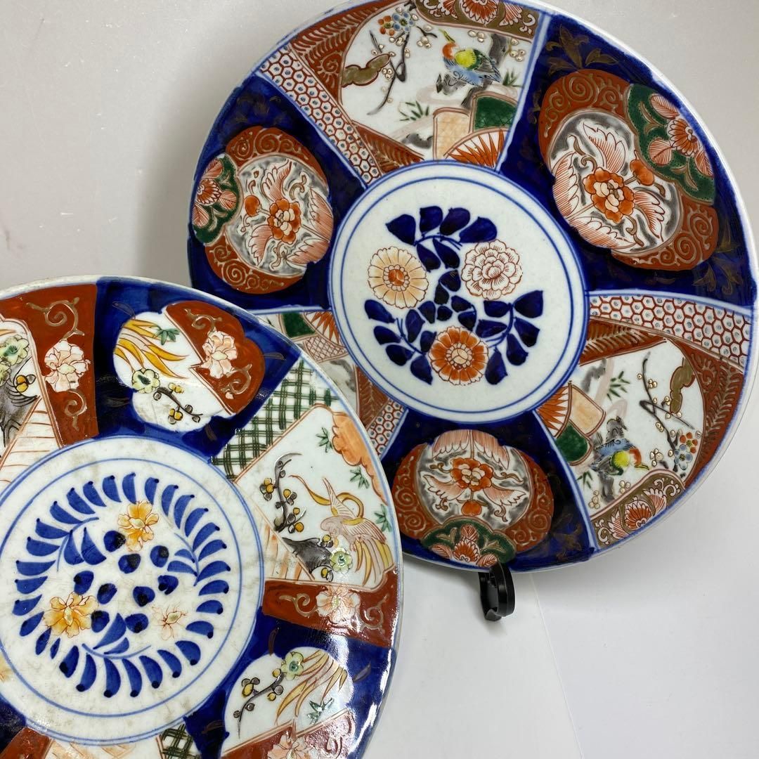 古伊万里 染錦大皿2枚 直径約37/34.5㎝ 東Y7-0303② - メルカリ