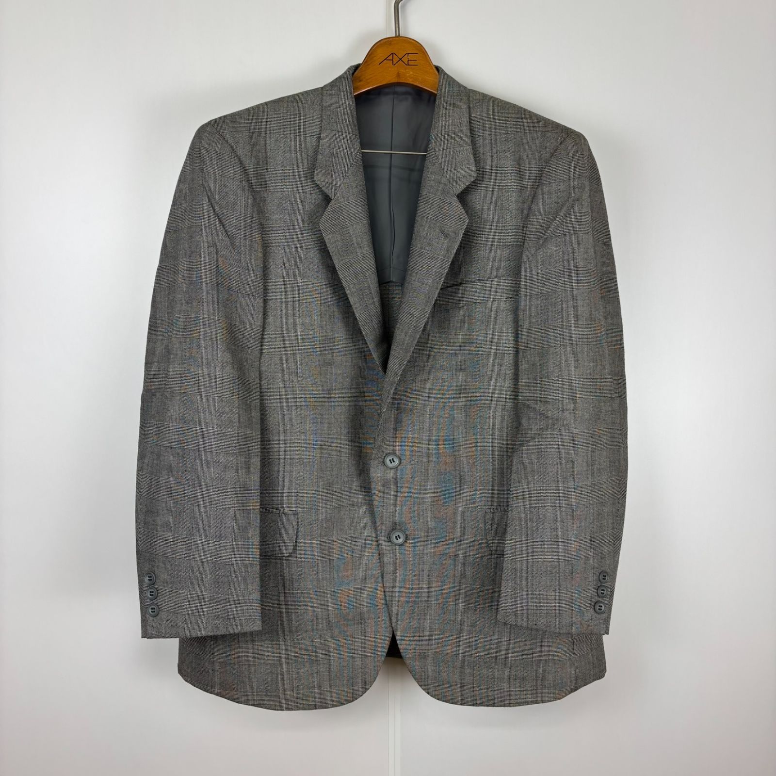 FINE CLOTHES セットアップ スーツ グレー チェック柄 ベスト付き AB6サイズ 古着 ヴィンテージ レトロ 90s oc-001-041