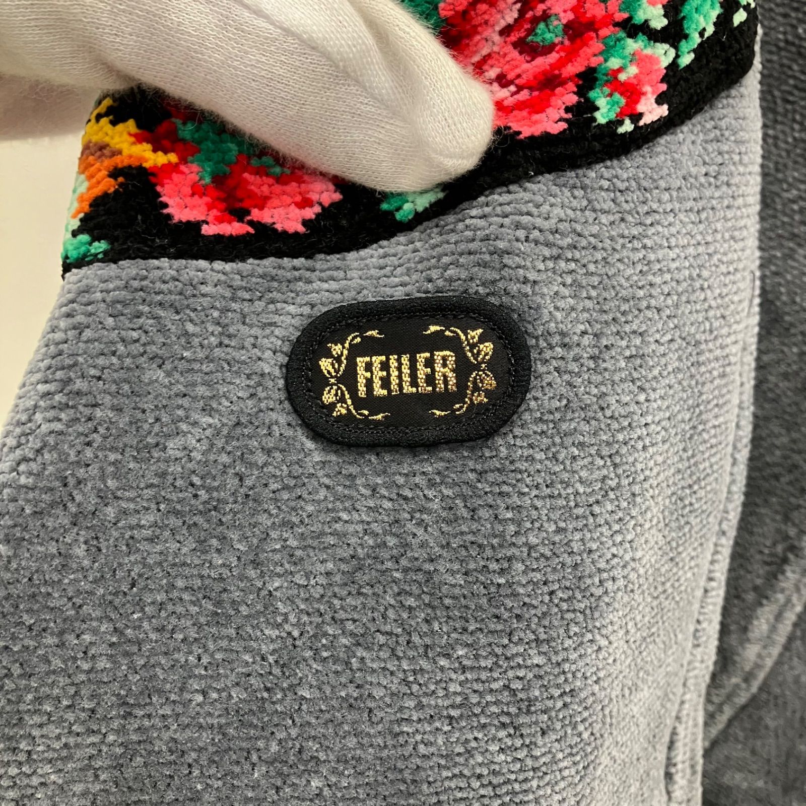 5626 FEILER フェイラー エプロン シュニール織り 花柄 グレー - メルカリ