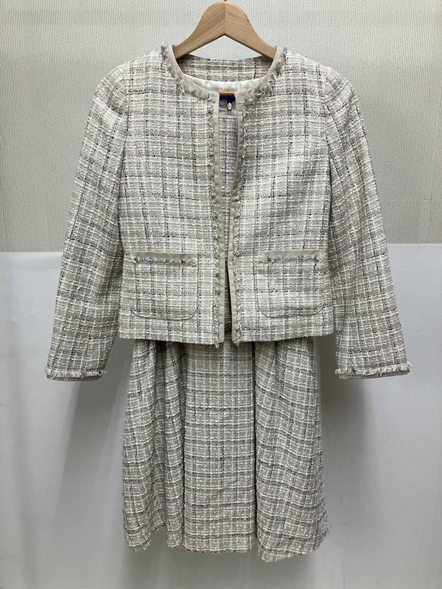 BLUE LABEL ブルーレーベル 55J40-653-40 レディース セットアップスーツ フォーマル ジャケット ワンピース サイズ36 ベルト付属