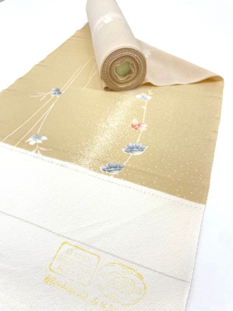 小紋 京友禅 ちりめん 反物 正絹 O 077