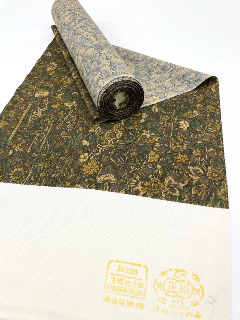 小紋 更紗 全体柄 ちりめん 反物 正絹O 076