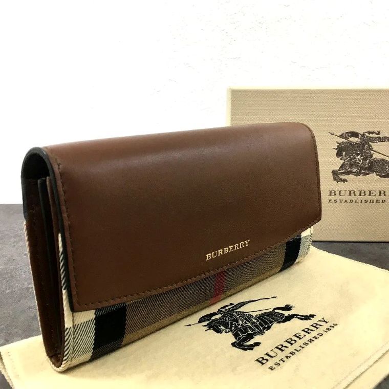 み BURBERRY 長財布 ベージュ チェック 331