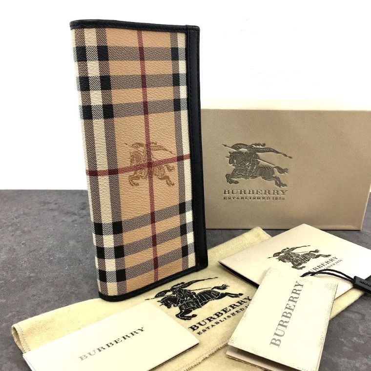 み BURBERRY 長財布 ベージュ チェック 332