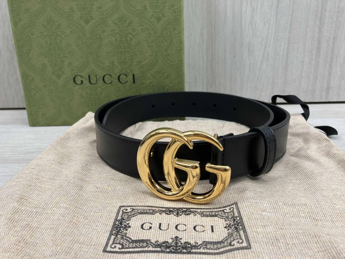 GUCCI ベルト 414516 0YA0G 75 30 525040 GGマーモント ブラック 保存袋 BOX付き