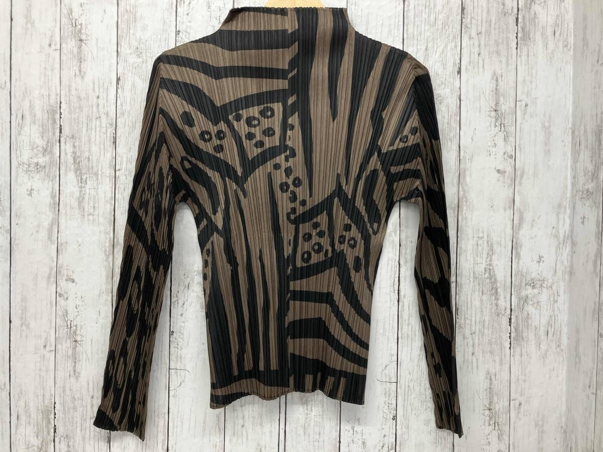 PLEATS PLEASE プリーツプリーズ 長袖Tシャツ カットソー PP33-JK741 ブラウン ブラック Lサイズ